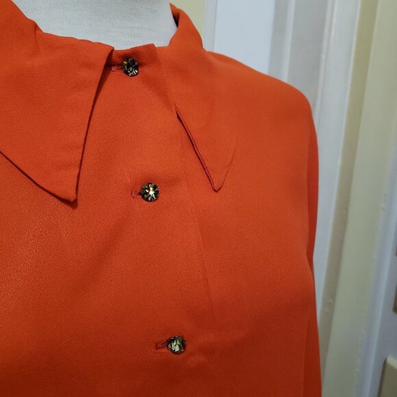 Vintage Orange Blouse / Remixed / New Updated Buttons / Large - Picture 5 of 10